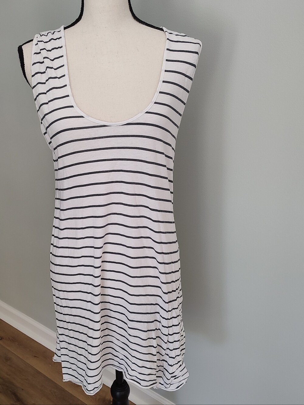Frank & Eileen Tee Lab Tank Dress Black White Stripe Cotton XS